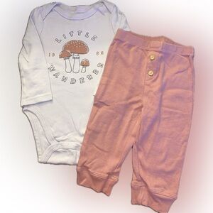 Little Co. Mushroom Bodysuit and Pants Set, 12M